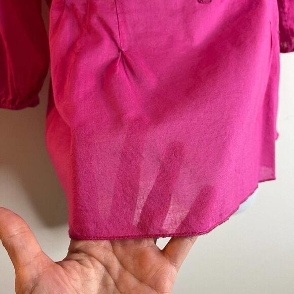 J. Jill Women's Peplum Top Size XS Pink 1/4 Button 3/4 Sleeve Lightweight Blouse - Picture 5 of 9